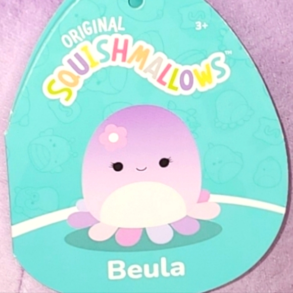 BEULA 🐙 Purple Gradient Octopus wPink Flower Original Squishmallow by Kelly Toy - Picture 3 of 8
